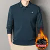 Outono e inverno novo camisa masculina com forro de fleece espessada falsa de duas peças gola de camisa jovem e meia-idade quente blusa de base espessada masculina