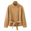 Venta Caliente Transfronteriza AliExpress Primavera 2026 Nueva Chaqueta de Manga Larga con Cuello Alto y Cinturón Efecto Terciopelo 4344650