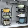 Prateleira de armazenamento para cozinha, organizador multifuncional de panelas para casa, prateleira de várias camadas para armazenamento de panelas sob o armário, sob a pia e sobre o fogão