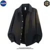 Camisa de lino de manga larga de alta calidad marca NASA para hombre, casual de otoño simple de alta gama de lujo ligero, chaqueta de camisa moderna