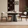 Conjunto de mesa de jantar e cadeiras de ardósia de luxo leve estilo italiano para casas pequenas, mesa de jantar dobrável extensível de uso duplo quadrado e redondo para sala de estar, design simples