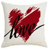 Amazon Día de San Valentín Funda de Almohada Estampado de Lino Pareja Transfronterizo Hogar Sala de Estar Funda para Cojín de Sofá Estilo Nórdico
