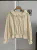 KEKEZOON Camisa de manga larga de color liso con cuello de muñeca de encaje, estilo coreano, dulce y juvenil, con mangas de campana, top 8904
