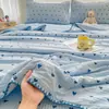 Conjunto de Colcha de Algodão Puro para Dormir no Verão, Peças Quatro, Estilo Ins Triângulo Fresco Costurado Borda de Concha Algodão Puro Fino para Ar Condicionado
