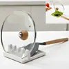 1 pieza Soporte para Utensilios para Estufa, Soporte para Espátula/Cucharón/Cuchara con Base Recoge-gotas y Soporte para Tapa de Olla para Utensilios de Cocina de Cocina, Soporte sin Goteo, Estante Multifuncional para Espátulas de Cocina con Soporte para Tapa