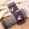 Guantes de Punto Cálidos y de Moda para Mujer de Otoño e Invierno, Guantes Cálidos para Exteriores de Medio Dedo con Hilo Acrílico y Diseño de Bloques de Color, Transfronterizo