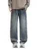 Ropa para Hombre Fengshe / Jeans Vintage para Hombre, Corte Recto Holgado, Tendencia de Pierna Ancha, Versátiles Pantalones Largos Estilo Americano High-Street