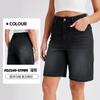 Shorts de Mezclilla de Nuevo Estilo con Bigotes de Gato Transfronterizos para Mujer Cintura Alta Aspecto Adelgazante Bolsillo de Solapa Elástico Hebilla Pantalones Cortos Casuales de Fitness