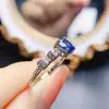 Anillo de Zafiro Natural Popular al por Mayor de Fábrica Plata S925 Incrustado con Piedra Principal 5*6 Joyería de Lujo Venta Directa de Fábrica