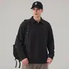 Moletom Gola Polo Pesado 340g para Primavera e Outono para Homens, Corte Solto, Sem Capuz, Pulôver Simples Masculino, Top Quente com Gola Reversível, Atacado