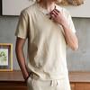 Camiseta de Verano de Manga Corta para Hombre Algodón y Lino Traje Vintage para Hombre Casual Talla Grande Holgado Estilo Chino Conjunto de Dos Piezas para Adolescentes