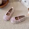 Zapatos Brillantes de Princesa para Niñas, Nuevos Zapatos de Cuero Mary Jane con Lazo de Otoño, Zapatos Slip-On Suaves para Actuación Infantil