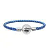 Pulsera de Cordón de Cuero Trenzado con Hebilla de Acero de Titanio Logo Panjia Bucle Único Negro Hebilla Redonda de Cuero Pulsera Básica Transfronteriza DIY