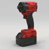 Llave Eléctrica Estilo Milwaukee Transfronteriza, Destornillador Recargable Sin Escobillas de Iones de Litio Rojo, Llave de Impacto de Alto Par Mwq