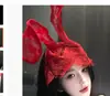 Sexy Encaje Pluma Orejas de Conejo Accesorio para el Cabello Diadema Disfraz de Evento Diadema de Orejas de Gato Adorno de Cabeza para Fiesta Estilismo