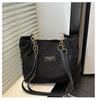 Bolso de Hombro de Lona con Plaid y Pliegues, Gran Capacidad, Fresco, Nuevo Tendencia 2025, Estilo Coreano, para Viajes, Bolso Tote Elegante para Mujer