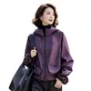 Chaqueta Corta para Mujeres Petite Otoño 2025 Nueva Casual Estilo Coreano Ajustada Holgada Manga Larga Cortavientos