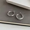 Pendientes de Aro Grandes Lisos de Plata Pura 999 para Mujer, Lujo Ligero de Alta Gama, Clips para Orejas de Aro Lisos, Aretes de Botón, Accesorios Populares para Orejas