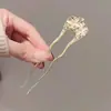 Horquilla de Perlas en Forma de U de Gama Alta para Mujer, Nueva Herramienta de Peinado Estilo Chino, Horquilla para la Parte Trasera de la Cabeza, Nuevo Accesorio para el Cabello 2025