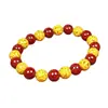 Pulseira de Cinábrio Cru com Areia de Cristal Translúcido, Uma Vermelha e Uma Amarela, Pulseira Unissex, Presente de Joia de Ano de Nascimento Atacado