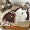 Camiseta de manga larga con base de vellón y hombros descubiertos para niño, talla completa, ropa de otoño para bebé, ropa infantil, top para la inauguración de la escuela