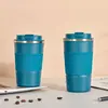 Copo Térmico a Vácuo de Camada Dupla em Aço Inoxidável 304 Transfronteiriço com Estojo de Couro Caneca de Café Copo Criativo Portátil para Presente de Negócios