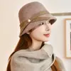 Sombrero de Pescador de Felpa de Pelo de Conejo para Mujer, Estilo Coreano Versátil de Alta Gama para Otoño e Invierno, Sombrero de Cubo para Circunferencia de Cabeza Grande, Sombrero de Cubo de Invierno