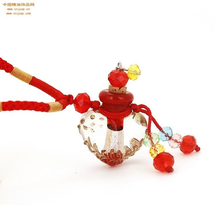 中国精油饰品网砚都珠宝心形大红色巴洛克瓶双扣绳项链1.jpg