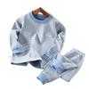 Outono e inverno para crianças de lã de seda roupas de outono calças de outono listradas terno desossado médio e grande roupas quentes para meninos e meninas