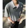 Camisa Polo Desconstruída de Manga Curta para Homem, Camiseta de Verão Resistente com Meio Zíper Estilo Americano, Camisa Masculina de Manga Curta Cleanfit