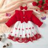 Vestido Doce 3D com Borboletas no Corpo para Bebê Menina de 0 a 3 Anos de Outono e Inverno Europeu e Americano, Manga Longa, Babados, Patchwork de Renda
