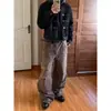 Jaqueta jeans estilo streetwear americana com fivela de avião e gola de lapela para homens, jaqueta de trabalho curta e larga vintage para primavera e outono