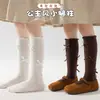 Meias Femininas de Renda para Primavera e Outono, Meia-Calça com Laço, Meias de Algodão com Babados Coloridas Sólidas Estilo Princesa Lolita Retrô, Venda por Atacado