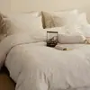 Juego de Ropa de Cama Jacquard de Algodón y Lino de Alta Gama de Cuatro Piezas, Funda de Edredón de Algodón y Lino Puro, Juego de Sábanas de Tres Piezas, Ropa de Cama Muy Hermosa