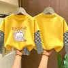 Camiseta base de manga larga tipo dos piezas para niña, nuevo estilo primavera/otoño 2026, camiseta de algodón puro con cuello redondo, corte holgado para niños mayores