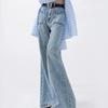 Jeans Azules Lavados Sueltos para Mujer 2025 Primavera y Otoño Nuevo Diseño Pantalones Largos Ajustados Fluidos Modernos