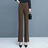 Pantalones de traje acampanados marrones para mujer, nuevo estilo primavera y otoño 2026, de cintura alta, holgados, adelgazantes, de pierna recta, pantalones casuales acampanados