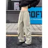 Pantalones Casuales de Seda de Hielo Arrugada Americanos para Hombre Talla Grande Sueltos Tendencia Marca Verano Delgados Transpirables Cargo Pierna Recta