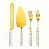 Mango de Cerámica Perlada Acero Inoxidable 430 Cuchillo Pala para Pastel Pala Creativa de Alto Valor para Hornear Pala para Pizza Cuchillo para Pan de Hogar