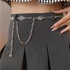 Cadena de cintura de metal estilo punk retro para mujer, cadena de cintura de estilo étnico moderno con diamantes tallados, cinturón fino