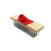 Cepillo para pisos de alambre de acero inoxidable con mango de madera, cepillo de limpieza de cerdas para eliminar musgo, cepillo de alambre para carretera de cemento RS-300499