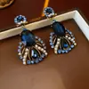 Pendientes de Borla Geométricos con Forma de Gota de Agua Incrustados con Diamantes Estilo Retro Mediados de Siglo, Pendientes de Lujo Ligero y de Alta Gama, Pendientes de Moda y Elegantes con Personalidad
