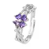 Anillo de Dedo Índice de Amor de Flor de la Suerte de Gato Antiguo Ning Propuesta para Mujer Moda Japonesa y Coreana Diamante Flash Trébol de Cuatro Hojas Anillo Abierto