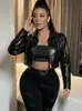A1156 Moda Feminina Europeia e Americana Transfronteiriça Tk Aliexpress Jaqueta Curta Slim Fit com Design de Rebites Metálicos