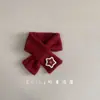 Cachecol de Lã Vermelho Infantil para Ano Novo e Natal, Aquecedor de Pescoço Cruzado à Prova de Vento Quente para Outono e Inverno, Desenho Animado Fofo para Meninos e Meninas