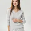 Suéter Consinee Suave 100% Cachemira Otoño/Invierno para Mujer Cuello en V Canalé Holgado Jersey de Manga Larga Suéter Base de Punto
