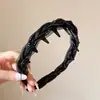 Diadema de Onda Antideslizante para la Parte Superior del Cráneo para Mujeres, Sentido de Alto Nivel, Rostro Visible, Versión Coreana, Malla, Retorcido, Cueva para el Cabello