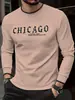 Camiseta de Manga Larga de Moda para Hombre con Estampado de Letras, Nueva para Verano, Camiseta Casual de Cuello Redondo