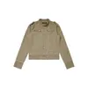 Chaqueta de Estilo Americano para Mujer, Patchwork Desestructurado, Cuello Alto, Nueva Ajustada, Fresca y Elegante, Hombro Normal, Chaqueta Corta Maillard