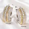 Pendientes Yanbai de Dos Tonos con Fila Completa de Diamantes de Lujo Europeos y Americanos Transfronterizos, Pendientes de Moda Elegantes y Exquisitos, Pendientes Únicos y Versátiles